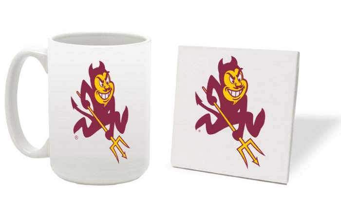 ARIZONA STATE SUN DEVILS 15 OUNCE CLASSIC COLLECTION LOGO SERIES MUG WITH COASTER FREE SHIPPING