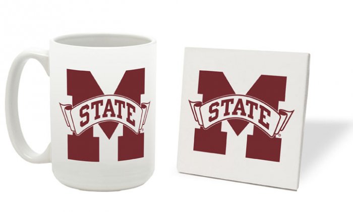 MISSISSIPPI STATE BULLDOGS 15 OUNCE CLASSIC COLLECTION LOGO SERIES MUG WITH COASTER FREE SHIPPING