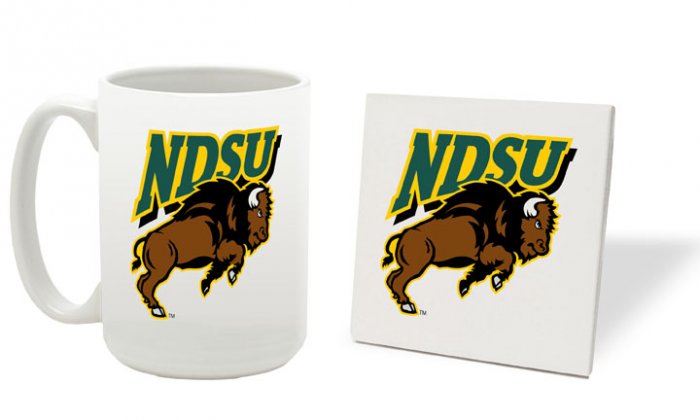 NORTH DAKOTA STATE BISON 15 OUNCE CLASSIC COLLECTION LOGO SERIES MUG WITH COASTER FREE SHIPPING