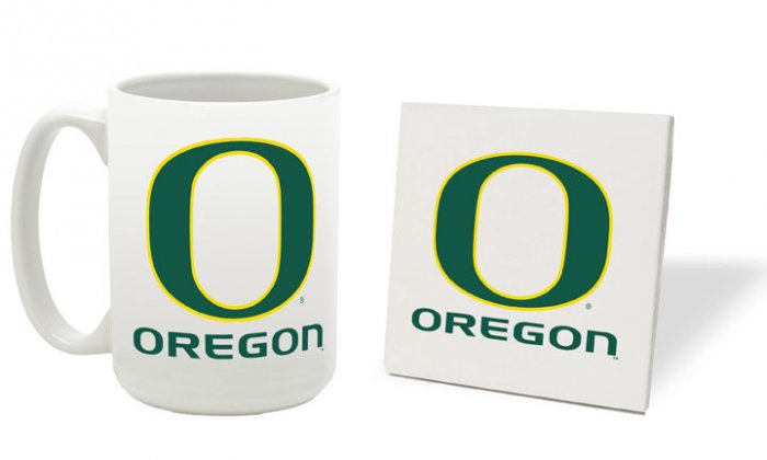 OREGON DUCKS 15 OUNCE CLASSIC COLLECTION LOGO SERIES MUG WITH MATCHING COASTER FREE SHIPPING