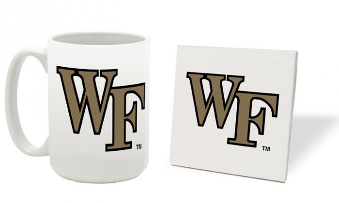 WAKE FOREST DEMON DECONS 15 OZ CLASSIC COLLECTION LOGO SERIES MUG WITH COASTER FREE SHIPPING