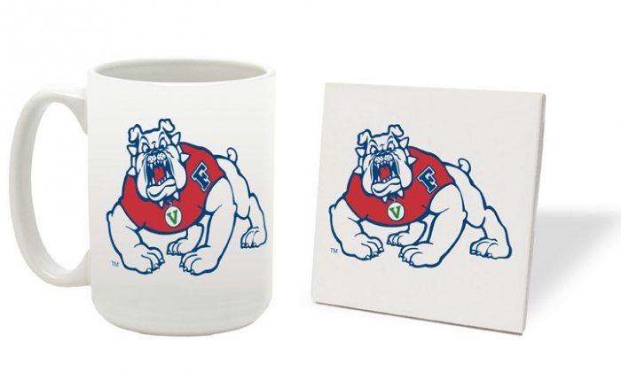 FRESNO STATE BULLDOGS 15 OZ CLASSIC COLLECTION LOGO SERIES MUG WITH MATCHING COASTER FREE SHIPPING