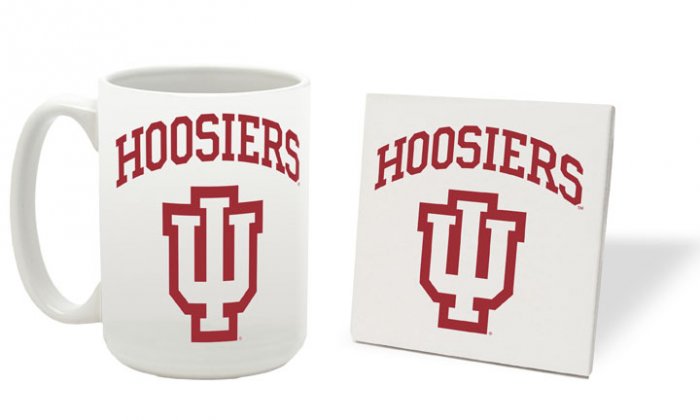 INDIANA HOOSIERS 15 OUNCE CLASSIC COLLECTION LOGO SERIES MUG WITH MATCHING COASTER FREE SHIPPING