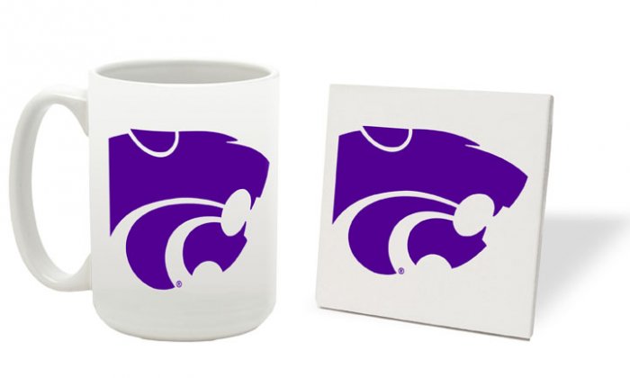 KANSAS STATE WILDCATS 15 OZ CLASSIC COLLECTION LOGO SERIES MUG WITH MATCHING COASTER FREE SHIPPING
