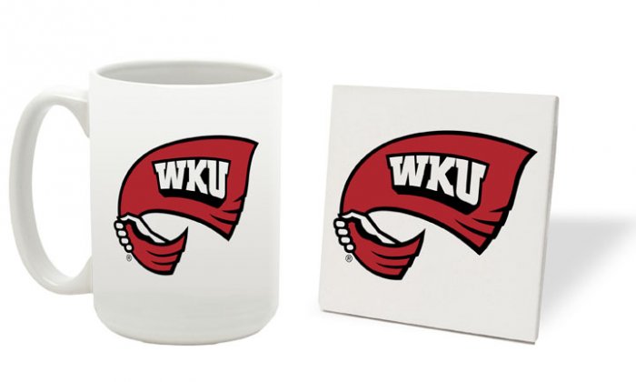 WESTERN KENTUCKY HILLTOPPERS 15 OZ CLASSIC COLLECTION LOGO SERIES MUG WITH COASTER FREE SHIPPING