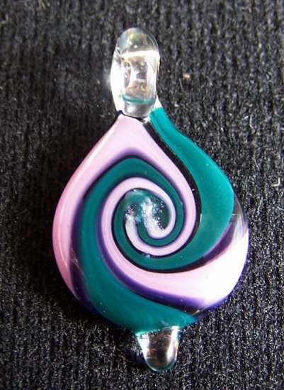 BORO HAND BLOWN ART GLASS PENDANT COIN STYLE BY JAMI