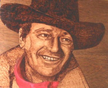 ORIGINAL WOOD BURN JOHN WAYNE 8X10