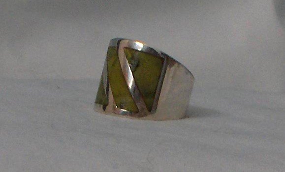 100% Genuine .950 Sterling Silver Ring with Jade