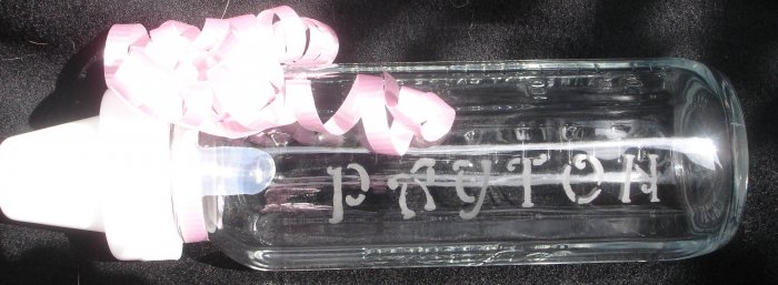 Personalized Glass Baby Bottle Etched