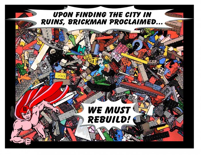 "Brickman" Comic-ish Iron on! Fun!!