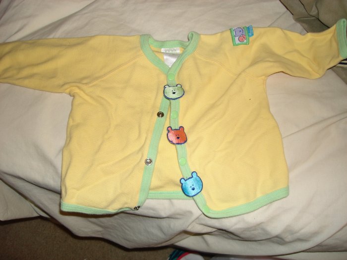 Unisex Yellow teddy bear snap up top 6-9 months