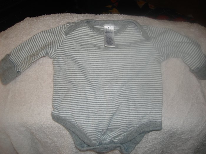 Baby Gap grey striped Long sleeved onesie for a newborn