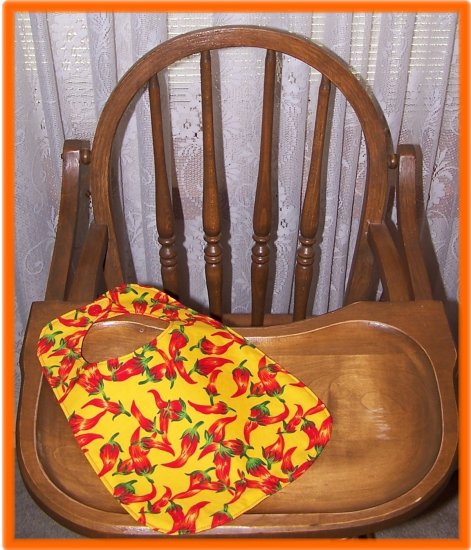 Toddler Bib Red Peppers on Yellow Background