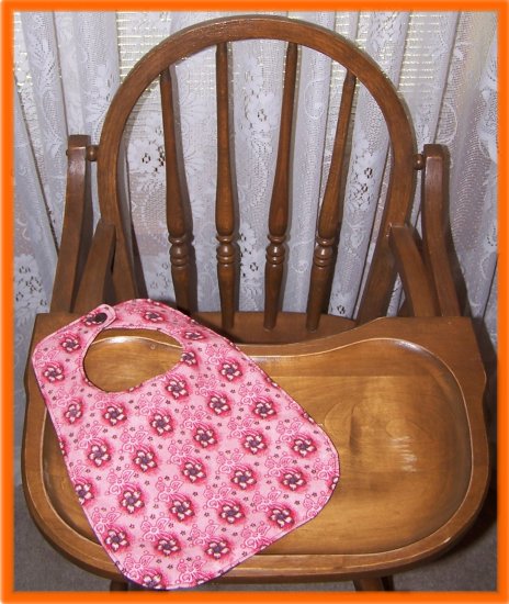 Toddler Girl Bib Brown Flowers on Pink