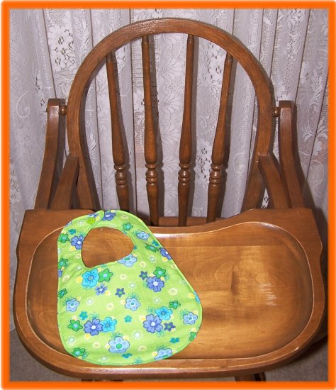 Baby Girl Bib Green With Blue Flowers