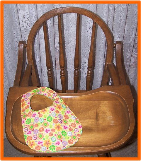 Baby Girl Bib Colorful Flowers on Yellow Background