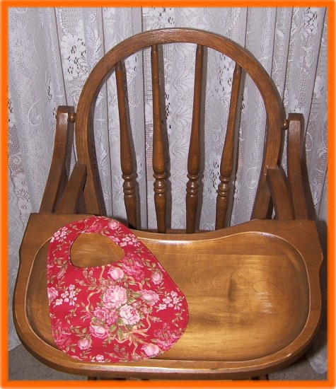 Baby Girl Bib Large Flowers on Red Background