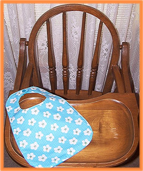 Toddler Girl Bib White Flowers on a Blue Background