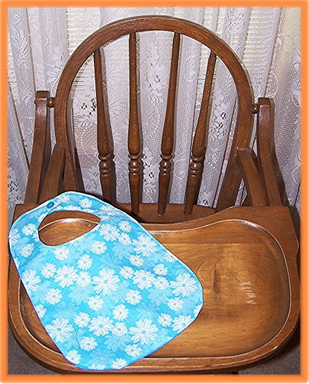 Toddler Girl Bib Blue With Flowers