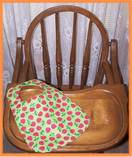 Toddler Girl Bib Cherries on a Green Background