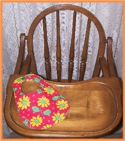 Baby Girl Bib Yellow Flowers Checkered Leaves