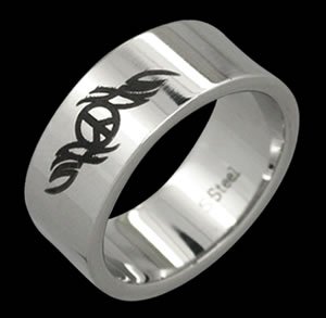 Ingraved Ying-Yang with Tribal Markings (RSSL-13)