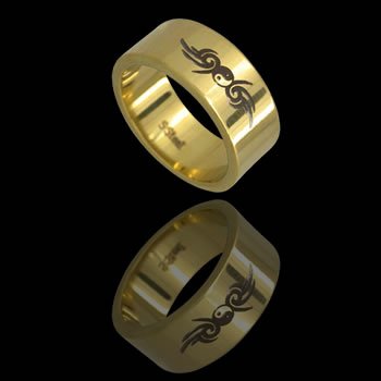 Gold Plated Ying-Yang with Tribal Ingraving (RSSLG-6)