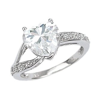 Heart shapped stone, with CZ (231068)