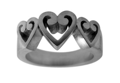 Pewter Ring with Hearts (PRN-102)