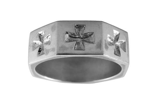 Pewter Band with Iron Cross Ingraving (PRN-26)