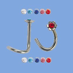 Flower with Jewel Nose Stud (JBN-3)