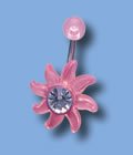 Curved Sun Belly Ring with Jewel (UBQ-3)