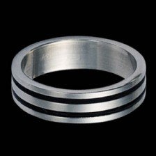 Stainless Steel Band Design with Two Black Rubber Bands (RSS-252)