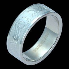 Stainless Steel Band with Tribal Design (SSRE-5)