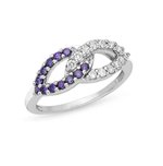 Sterling Silver Color ring Purple and Clear CZ (23186)