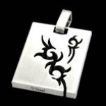 Stainless Steel Pendant W/Etched and Carved-out Tribal Design (PSSCL-17)