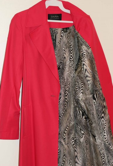 Pink Belted Trench Coat With Zebra Lining From Ellen Tracy