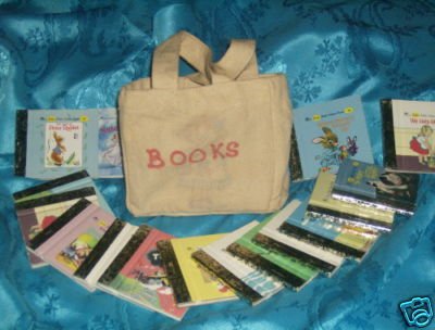 Vintage 1946-70 Miniature Little Golden Books & Bag 15 pc set