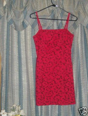 Vintage 70s Red LA BELLE MINI COCKTAIL FORMAL DRESS sz 3