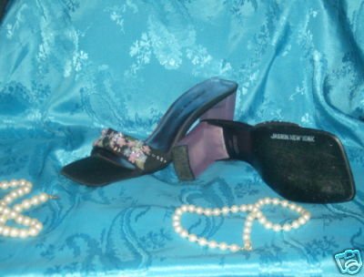 Vintage JASMIN NY STUNNING FORMAL HEELS PINK & BLACK 6 1/2 M