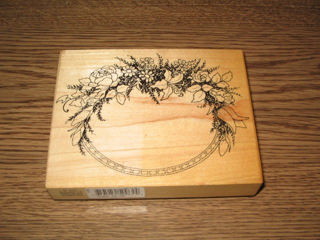 PSX Flower Frame Wood Mounted Rubber Stamp K-413 Floral Retired Collectible
