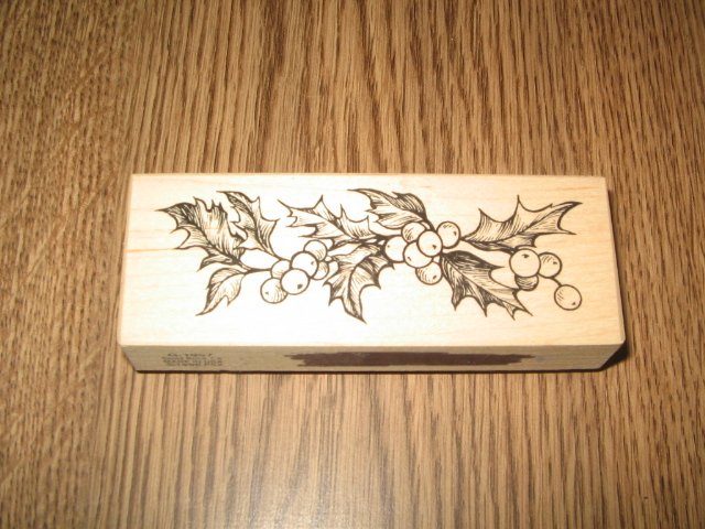 PSX Christmas Holly & Berries Wood Mounted Rubber Stamp G-1957 Retired Collectible