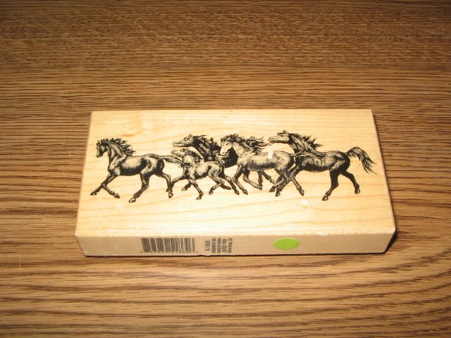 PSX Wild Horses Wood Mounted Rubber Stamp K-1806 Retired Collectible