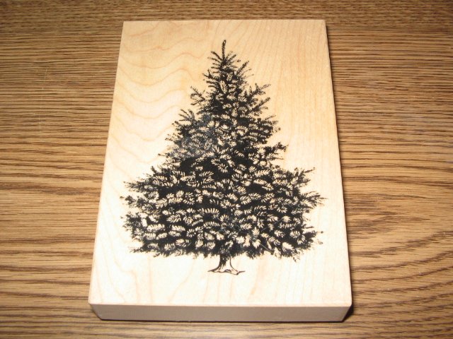 PSX Christmas Pine Tree Wood Mounted Rubber Stamp K-1453 Retired Collectible