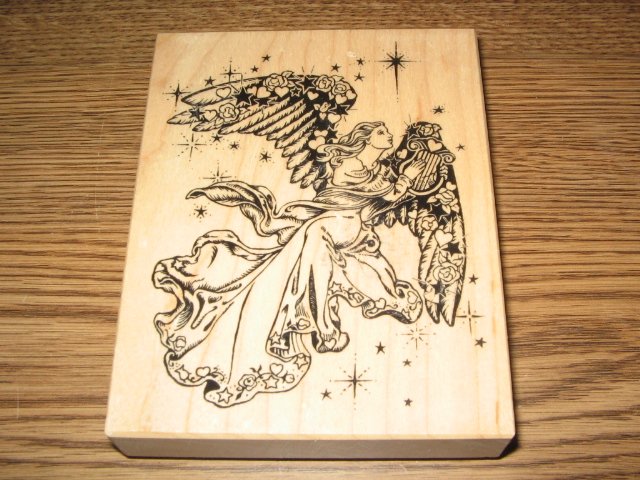 PSX Golden Angel Wood Mounted Rubber Stamp K-1332 Retired Collectible