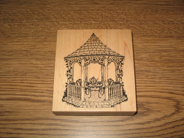 PSX Garden Gazebo Wood Mounted Rubber Stamp K-1746 Retired Collectible