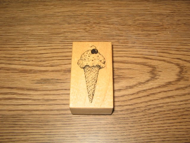 PSX Ice Cream Cone With Cherry Wood Mounted Rubber Stamp D-2371 Retired Collectible