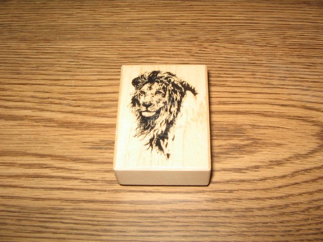 PSX Lion Head Wood Mounted Rubber Stamp D-410 Retired Collectible