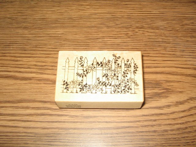 PSX Floral Picket Fence Wood Mounted Rubber Stamp F-470 Retired Collectible