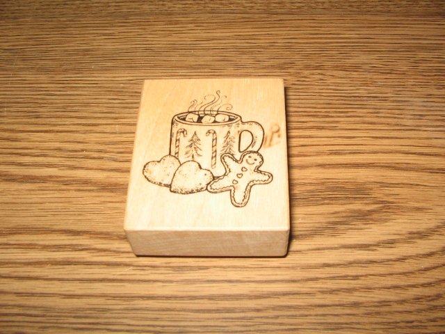 PSX Christmas Cookies & Cocoa Wood Mounted Rubber Stamp E-2733 Retired Collectible